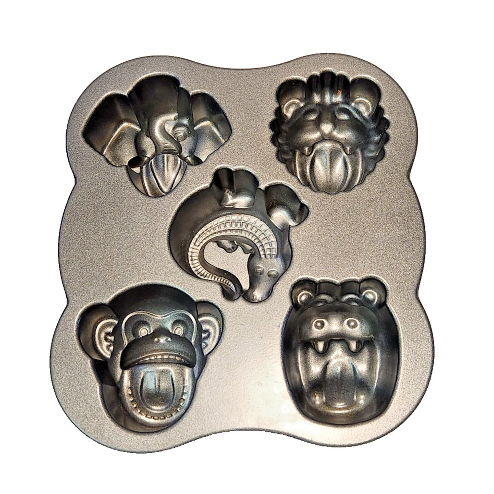Nordic Ware Hungry Jungle Animals 3D Cake Muffin Bundt Pan Mold 4 Cup Non-Stick - Picture 5 of 5